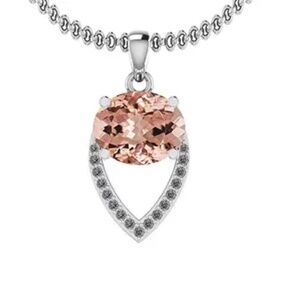 2.09 Ctw SI2/I1 Morganite And Diamond 14K White Gold Vintage Style Necklace